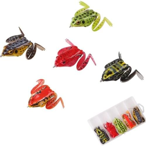 5pcs/box 16.4g soft Frog fishing Lures Snakeheads fish bait Top water Ray Frog silicone Artificial lure for trout bass fishing