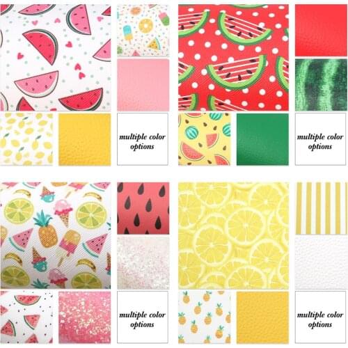 David accessories 10pcs/set 20*33cm Fish Scales Pineapple Watermelon Faux Synthetic Leather,DIY HairBow Bags Material,1Yc6308