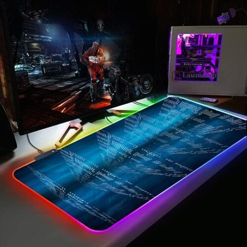 Pc Accessories Rgb Led Mouse Pad Backlit Mat Gaming Play Mats Gaming Gamer Republic of Gamers Mouse Mat Matrix Binary rgb mat