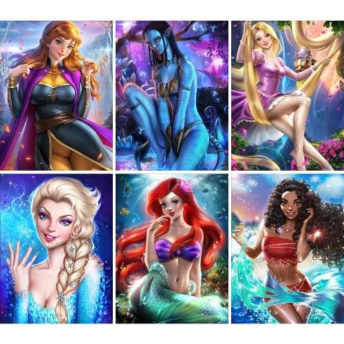 Full Square Round Diamond Painting Disney Princess Girl Cartoon 5D DIY Handmade Mosaic Set Embroidery Cross Stitch Home Decor