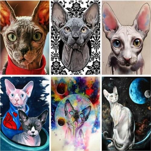 5D DIY Full Square Diamond Painting Sphinx Cat Mosaic Diamond Embroidery Complete Kit Animal Cartoon Beaded Picture