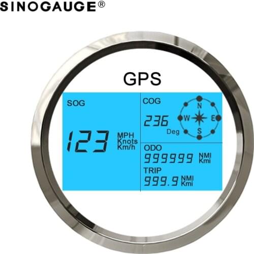 White Digital GPS Speedometer 7 Colors Switchable Back-light External Button Odometer Adjustable Clear View Under Sunlight