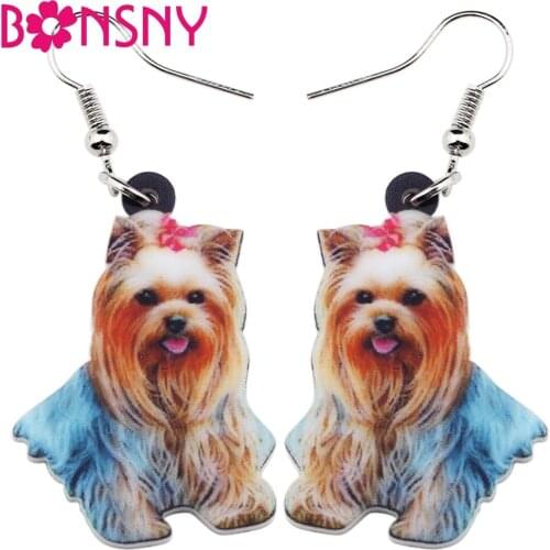 Bonsny Drop Acrylic Lovely Shih Tzu Dog Earrings Big Long Dangle Novelty Animal Jewelry For Girls Women Ladies Accessories Pets