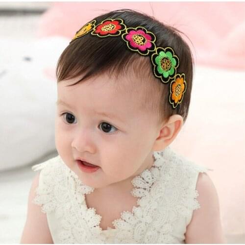 Baby Queenie Crown Infant girls flower embroidery headband Toddler colorful headbands Newborn shower gift Hair accessories HB411