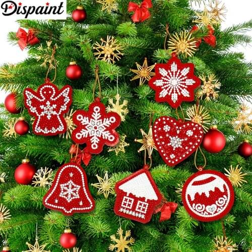 Dispaint 10pcs DIY Diamond Painting Christmas Tree Pendant Drills Special Shape Diamond Embroidery Christmas Decorations Home