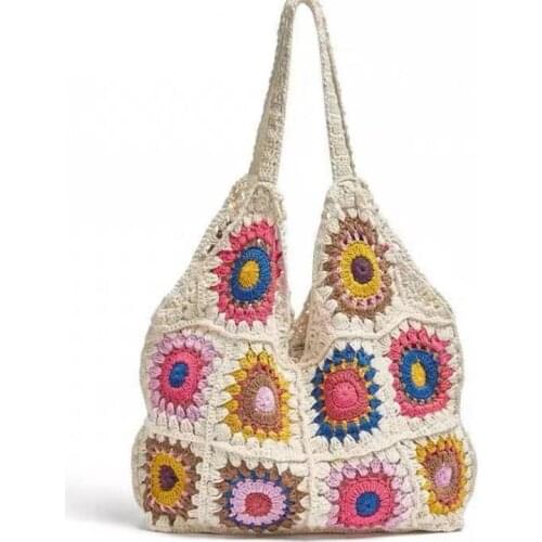 Designer Brand Hand Woven Women Handbag Winter 2021 Fashion Casual Tote Bag Large Flower Shoulder Bags for Lady Laptop Bag Beach