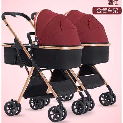 Twin baby strollers are portable, foldable, reclining and detachable, and two-way two-child high-view double baby strollers