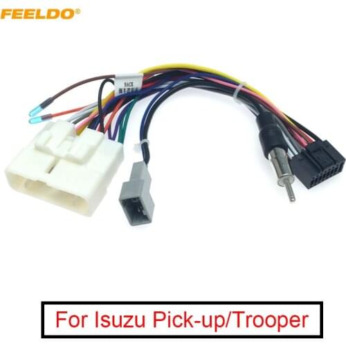 FEELDO 1PC Car Android Multimedia 16-Pin Wiring Harness Adapter For Isuzu Pick-up/Trooper/Opel Campo/Monterey 16-pin Headunit