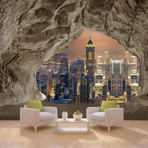 Custom 3D Photo Wallpaper City Night View Mountain Cave Retro Bedroom Study Room Living Room Mural Wall Paper Papel De Parede 3D