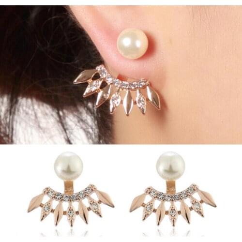 Jisensp Geometric Ear Jackets Simple Curved Stud Earrings Wedding Jewelry for Women Girls Christmas Gift