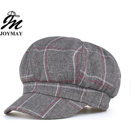 Joymay 2018 High quality Fashion New Women Wool Grid Beret Female Bonnet Caps Winter Warm Hat Cap BR014