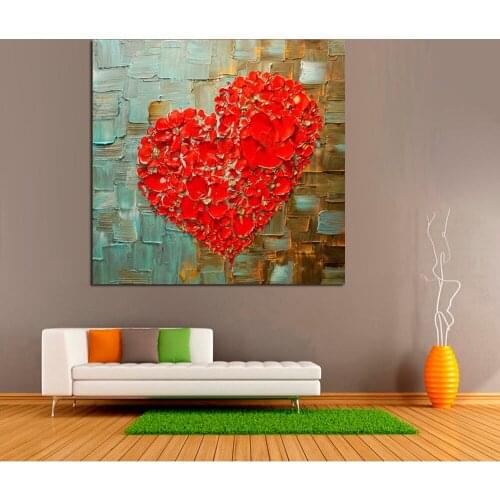 Canvas Painting Hand painted Abstract Modern Brave Heart Wall Painting most beautiful art knife oil painting Home Decoration