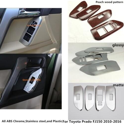 Car Armrest Lift Button Inner Door Window Glass Switch Panel Cover Trim For Toyota Prado FJ150 2010 2011 2012 2013 2014-2016