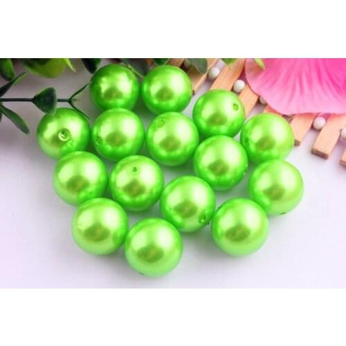 Kwoi vita Fashion bright lime color 20mm 100pcs/lot acrylic Imitation Pearl beads for Chunky Beads Jewelry