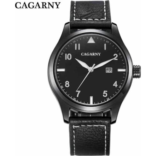 CAGARNY TOP Men Watches Military Sport Luxury Brand Leather Strap Luminous Pointer Relogio Masculino With Calendar Clock Watches