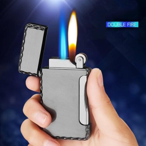 New Free Fire Straight Jet Lighter Metal Windproof Torch Turbo Flint Gas Lighter Double Flame Butane Cigar CigaretteLighters