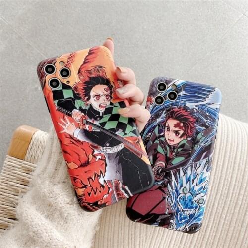Cute Anime Demon Slayer Kamado Tanjirou Nezuko Phone Case for iphone 12 11 Pro X Xs Max XR 7 8 Plus SE2 Cool Silicone Soft Cover