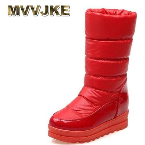 MVVJKE Size 34-43 Women Thick Fur Shoes Snow Boots Warm Wedges Boots For Cold Winter Shoes Half Short Boots Women Footwears