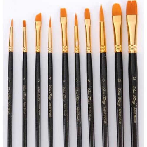 10 Pieces Nylon Hair Art Paint Brush Set Art Painting Tool for Beginners Professionals Students