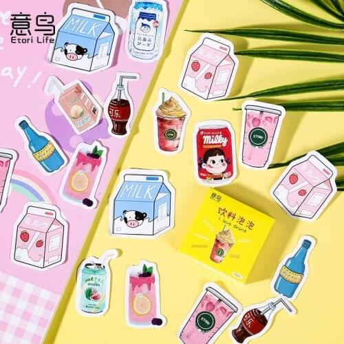 46pcs/pack Milk Drinks bubble Decorative Stickers Scrapbooking diy Stick Label Diary Stationery Album Journal Sticker