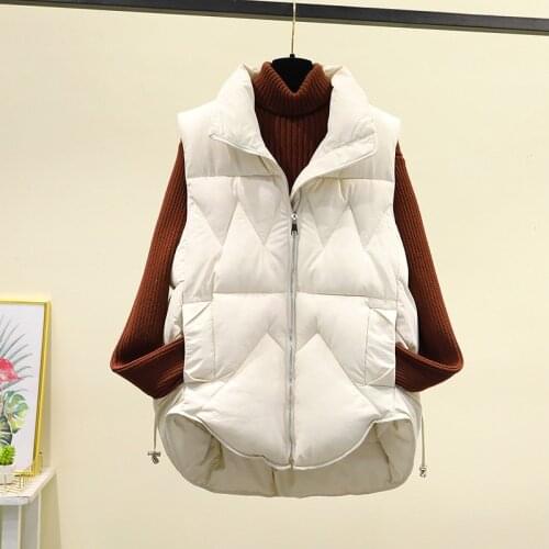 2021 New Winter Jacket Women Sleeveless Vest Parka Warm Loose Down Cotton Padded Jackets Female Veats Waistcoat Outwear Tops