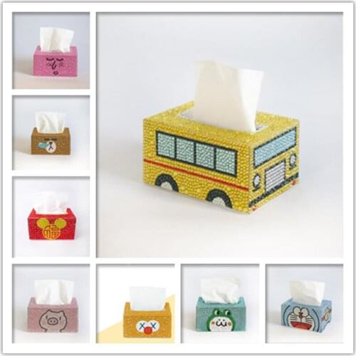 New 3D Diamond painting Tissue box Three-dimensional handmade art cosmetic tissue dispenser Childrens DIY cartoon home decor