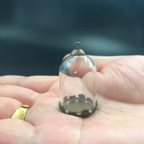 30x20mm New Hot Little Prince Rose Glass Dome Pendant Bronze Flower Base Top Beads Cap Glass Vial Necklace pendant Diy Wed Decor