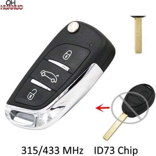 Upgraded DS Style Folding Remote Key Fob for BMW Mini Rover 75 2002-2005 315mhz/433MHZ ID73 Chip