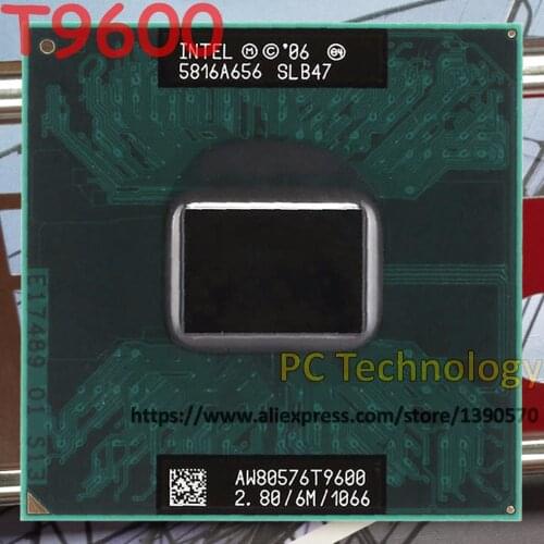 Original T9600 Intel Core2 Duo CPU T9600 6M Cache 2.80GHz 1066MHz FSB Laptop processor for GM45 PM45 free shipping