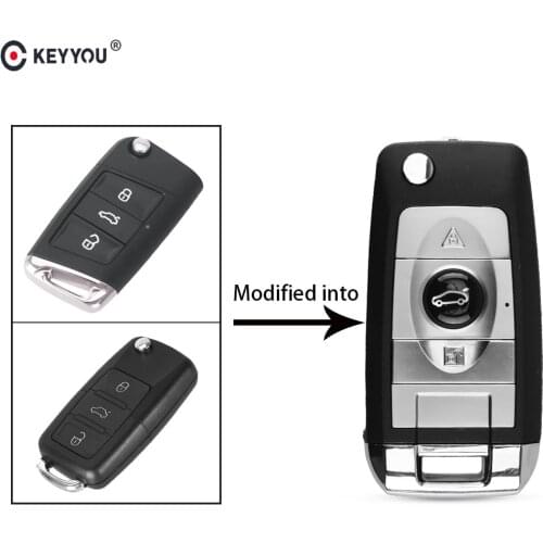 KEYYOU 3 BT Modified Folding Flip Car Remote Key Shell Case With Blade for Volkswagen VW Golf 7 Jetta Passat Beetle Polo Bora