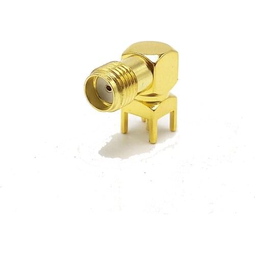 Right angle SMA connector PCB mount Gold-plated SMA-KWE Antenna SMA connector 10pcs/lot