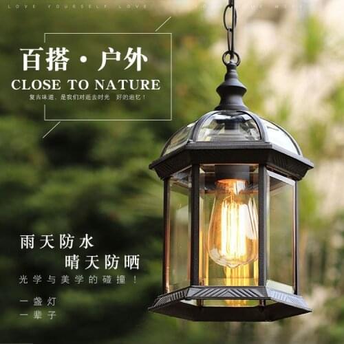 European style simple balcony corridor Courtyard Villa outdoor pavilion grape rack outdoor waterproof Chandelier