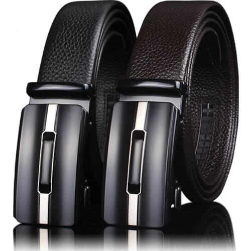 High Quality Automatic Buckle Belt Man Strap Designer Genuine Mens Belt Cow Leather Belts Brand Fashion Cinturones Hombre Luxury