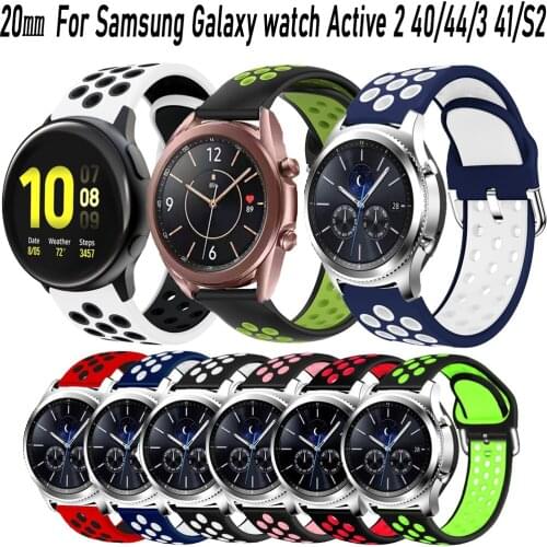 20mm Watch Strap For Samsung Galaxy watch 42/Active 2 40/44/3 41 Silicone Watch Band Bracelet Sport Belt Replacement For Gear S2