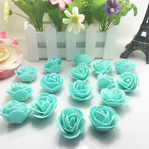 Hot 10pcs Tiffany blue Mini PE Foam Roses Artificial Flowers For Wedding Box Handmade Decoration DIY Wreath Valentines day