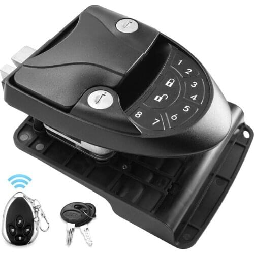 RV Keyless Entry Door Lock Handle Latch, 20Meter Wireless Remote Control for Trailer Caravan Camper Lock with Keypad & Fob