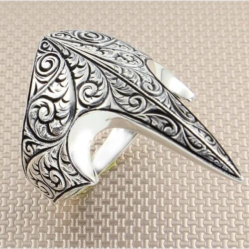 Thumb Silver Ring Ottoman Motif Ring Handmade Simetric Patterned Silver Men Ring Made in Turkey