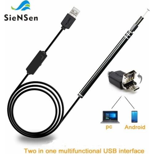 SienSen 2-in-1 USB Ear Cleaning Endoscope Mini Camera Ear Care Cleaning For Android PC Ear Spoon Otoscope Borescope Tool DDES06