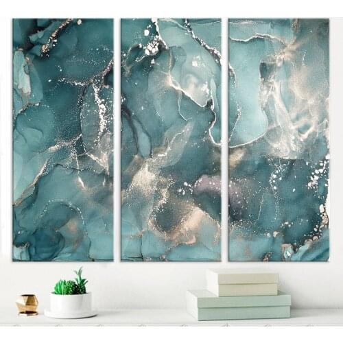 Nordic Abstract Green Jade Pattern Wall Art Prints Alcohol Ink Marble Canvas Paintings Pictures Posters for Bedroom Home Decor