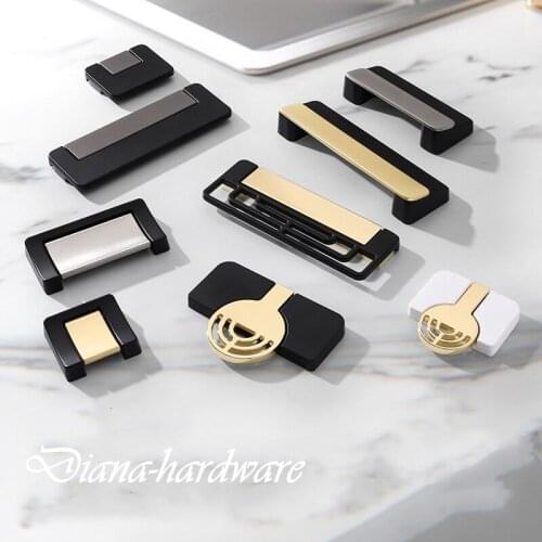 Modern Square Gold Black Kitchen Handle Drawer Knobs Cabinet Pulls Closet Dresser Wardrobe Hidden Handle Furniture Door Hardware