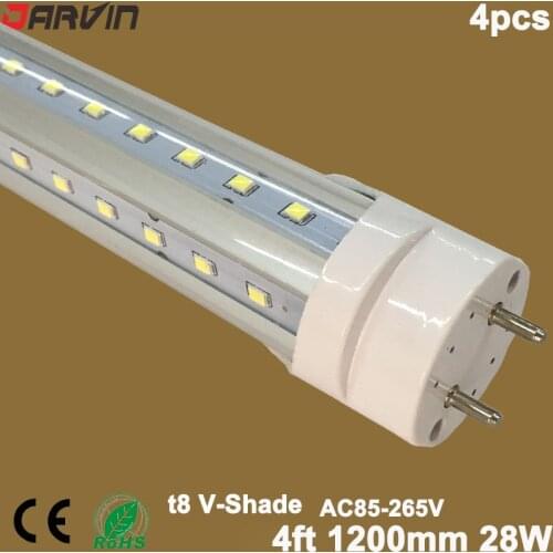 V shade Led Tube Light T8 Split Tube 4ft 1200mm 28W SMD2835 110V 220V Fluorescent Tube Lamp Super Bright Wide Beam Angle