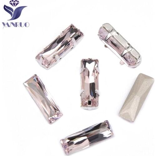 YANRUO 4547 Princess Baguette Light Rose Stones Diamond Rhinestones For Needlework Wedding Dress Appliqués On Clothes For Sewing