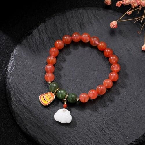 South Red Agate Beaded Bracelet Fashion Cute Bangles Charm Bracelet Gift Luxury Bracelet for Women Fine Jewelry