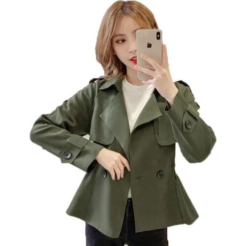 Deerskin Jacket Women 2021 Windbreaker Spring Short Jackets Womens All-Match Tops Trench Coat Women Autumn Outwear Femme 123