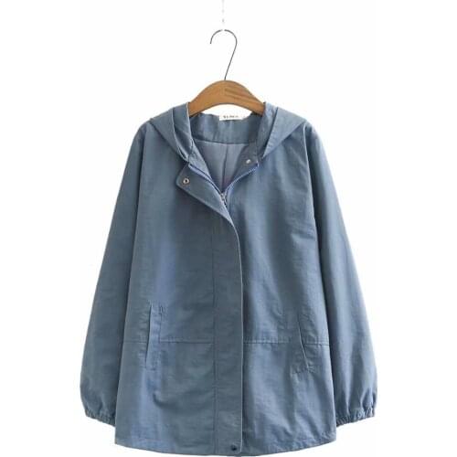 Plus size Solid blue coral Beige hooded women loose jackets 2021 new spring autumn casual ladies coats female tops oversize
