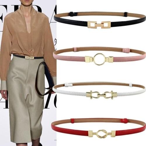 New Design Female PU Leather Belt Leather Decorative Thin Belt Ladies Buckle Dress Belt Women Waistbands Gifts Hot Sale