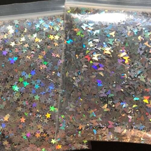 10g/bag Silver Gold Holographic Glitter 3mm Micro Star/Butterfly Shape MIX Acrylic Laser Glitter For Nail Art Decorations LS2356