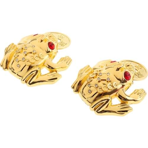 2pcs Alloy Feng Shui Money Frog Money Toad for Home Office Decoration Gift