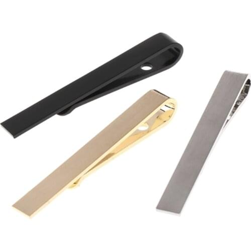 3pcs Men Tie Clips Mixed Color Bar Alloy Skinny Simple Style Business Accessory