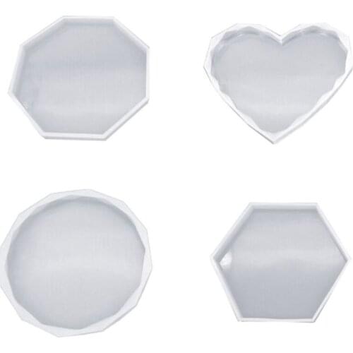 4 Pcs/set Handmade Coaster Mold DIY Making UV Resin Crystal Epoxy Molds